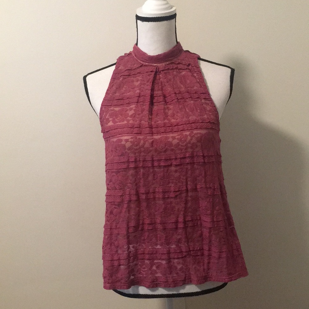 *NEW* love, Fire Pink Lace Sleeveless Blouse